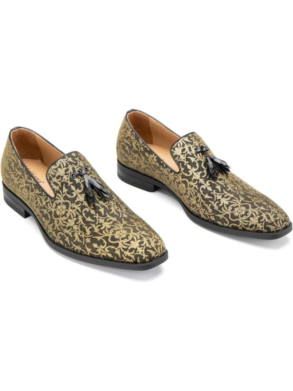 Meijiana Men's Gold30 Velvet Loafers Tassel Buckle Slip On Tuxedo Wedding Shoes